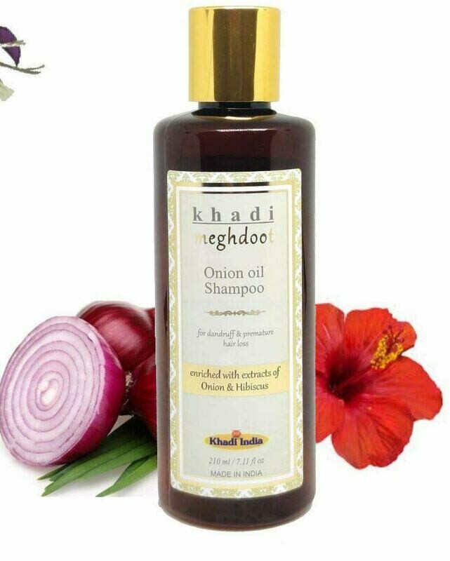Khadi Meghdoot Onion Oil Shampoo 210ml for Dandruff &amp; Premature Hair Loss