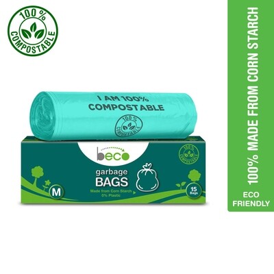 Beco Compostable Garbage Bags/Trash Bags/Dustbin Bags - Size Options: Small (17 x 19 in), Medium (19 x 21 in), Large (24 x 32 in), Extra Large (30 x 40 in).