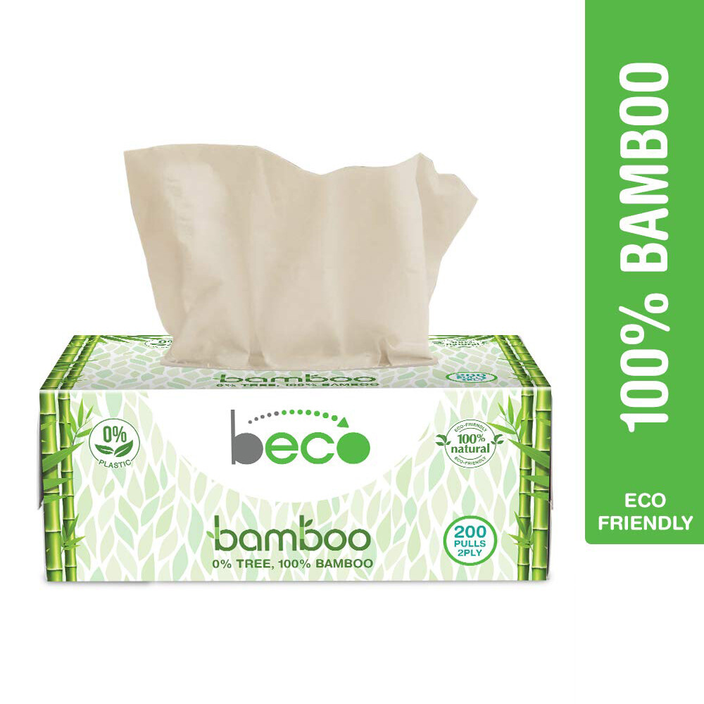 Beco 2-Ply Unbleached Ultra-Soft Facial Tissue - Car box | 100 or 200 Pulls | Natural, Organic, Eco-friendly and Biodegradable.