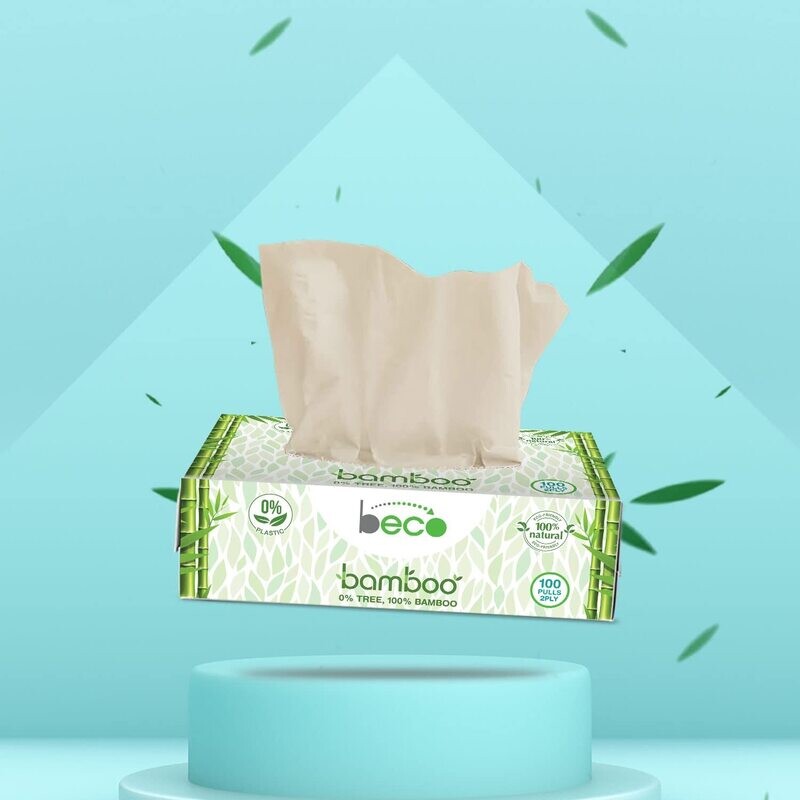 Beco 2-Ply Unbleached Ultra-Soft Facial Tissue - Car box | 100 or 200 Pulls | Natural, Organic, Eco-friendly and Biodegradable.