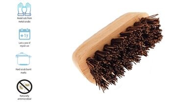 BURN STAIN VESSEL WASHING BRUSH
(Made with Coconut Coir &amp; Wood) (Plastic-Free) (Eco-Friendly)