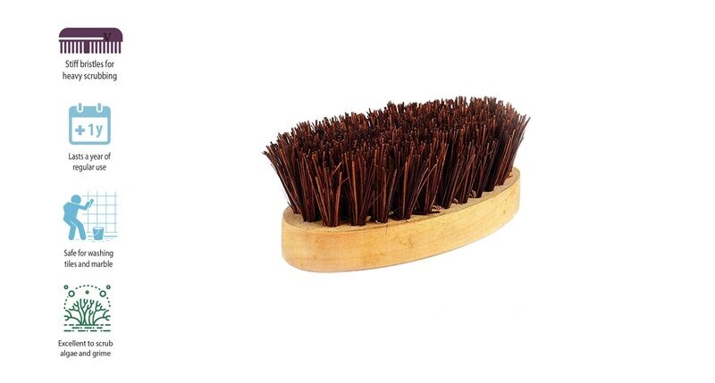 OVAL HARD SCRUBBING BRUSH - S
(Made with Coconut Coir &amp; Wood) (Plastic-Free) (Eco-Friendly)