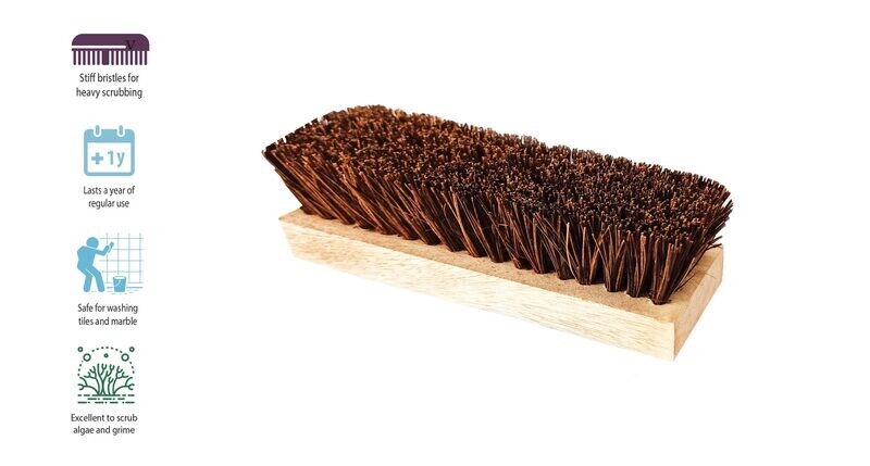 CLOTHES &amp; KITCHEN SINK WASHING BRUSH - M
(Made with Coconut Coir &amp; Wood) (Plastic-Free) (Eco-Friendly)