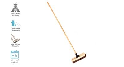 BRUSH FOR SCRUBBING FLOOR/BATHROOM - WITH HANDLE
(Made with Coconut Coir &amp; Wood) (Plastic-Free) (Eco-Friendly)