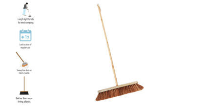 BRUSH BROOM FOR INDOOR - WITH HANDLE - 18 INCH
(Made with Coconut Coir &amp; Wood) (Plastic-Free) (Eco-Friendly)