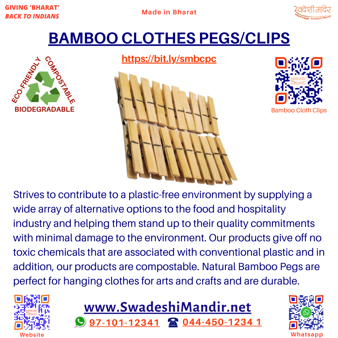BAMBOO CLOTHES PEGS/CLIPS - 20 pcs