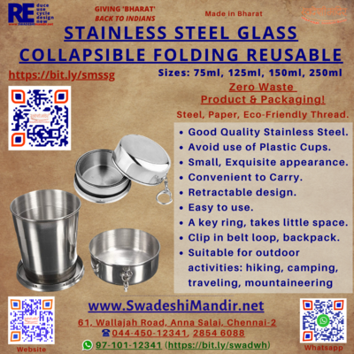 STAINLESS STEEL GLASS COLLAPSIBLE FOLDING REUSABLE (Eco-Friendly)