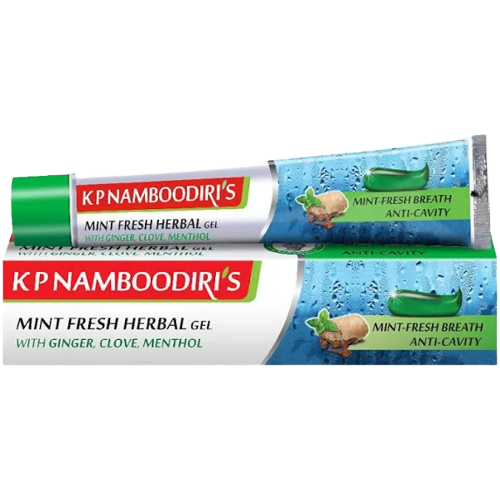 K P NAMBOODIRI&#39;S MINT FRESH HERBAL GEL
WITH GINGER, CLOVE, MENTHOL TOOTHPASTE