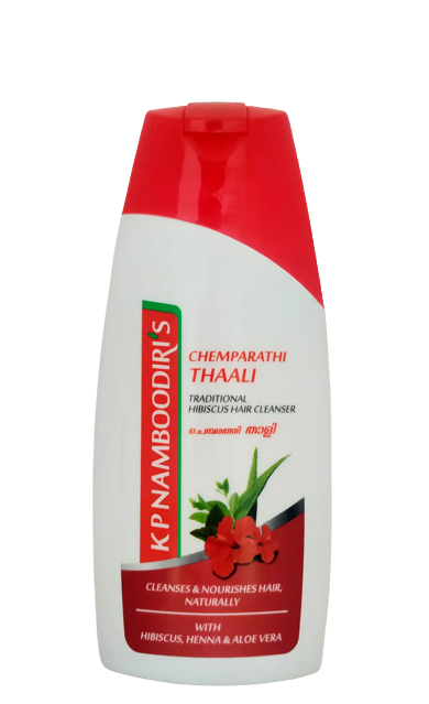 K.P. NAMBOODIRI&#39;S CHEMPARATHI THAALI 
Traditionally, Daily Hibiscus Hair Cleanser