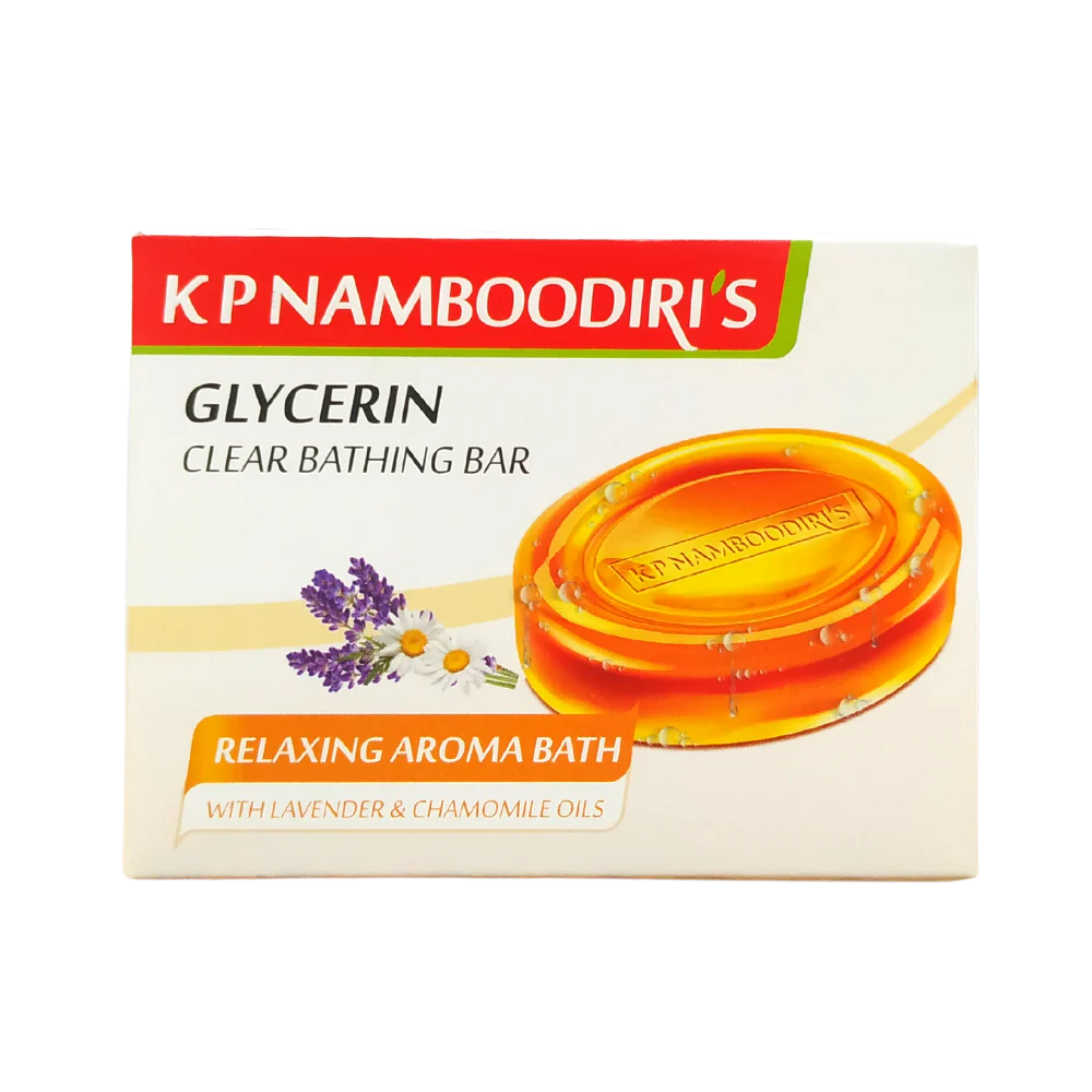 K.P. NAMBOODIRI ' S GLYCERIN CLEAR BATHING BAR - RELAXING AROMA BATH WITH LAVENDER & CHAMOMILE OILS