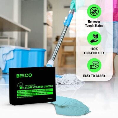 Beco Eco-Friendly Floor Cleaner Sheets | 30 Sheets | Dissolves Easily in Water | Natural Ingredients | Chlorine-Free | Easy to Use | Pet-Friendly