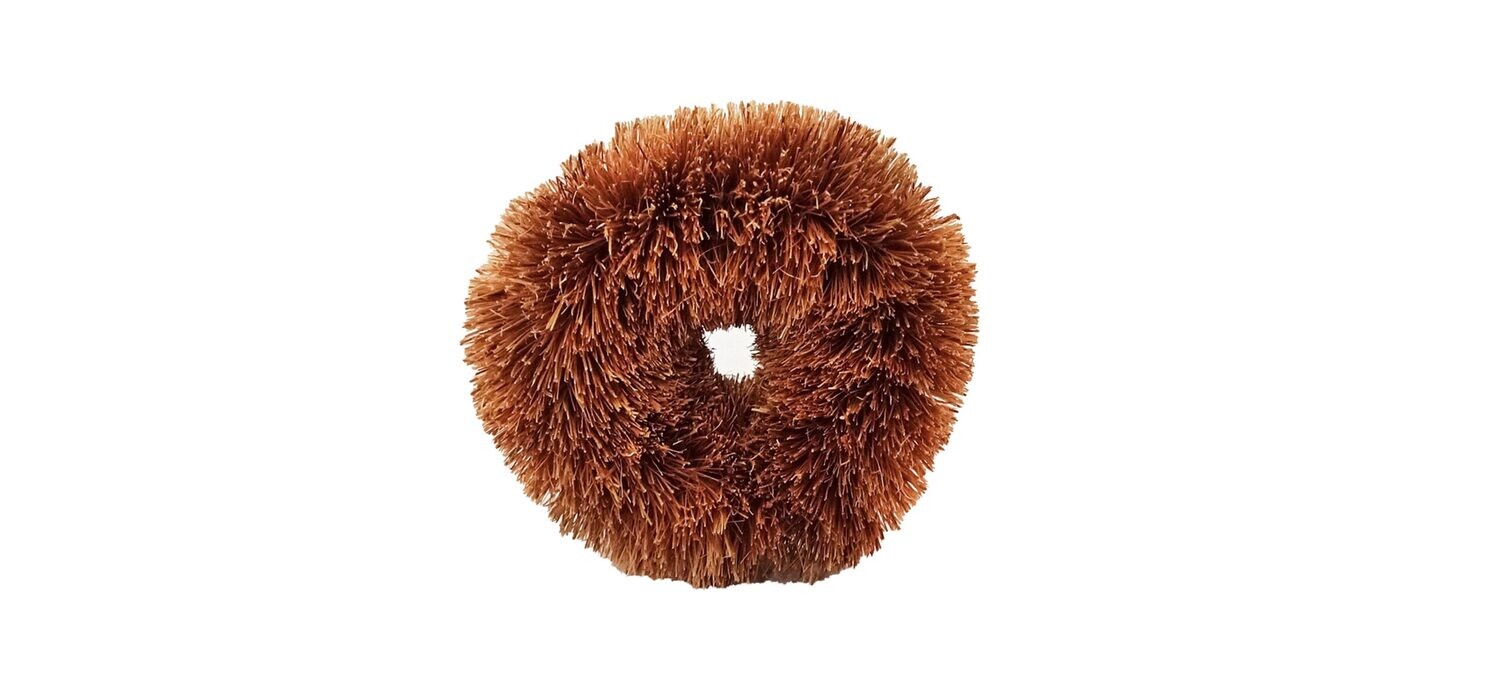 DRY COCONUT HUSK (Coir) DONUT VESSEL SCRUBBER (Stitched) (Plastic-Free) (Eco-Friendly)