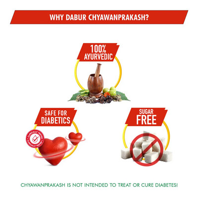 DABUR CHYAWANPRAKASH - SUGARFREE (Safe For Diabetics) - 3 x IMMUNITY ACTION Clinically Tested - 500 g
