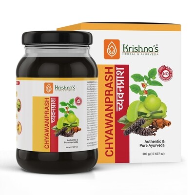 Krishna&#39;s Chyawanprash - Made using fresh amla, A2 Desi Cow Ghee, packed in Glass Bottles | Ayurvedic Immunity Booster | Support For All Age Groups | Preservative Free