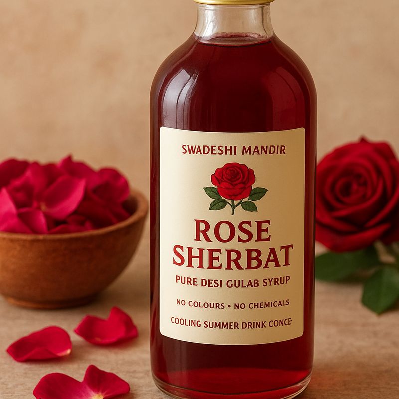 Rose Sherbat – Pure Desi Gulab Syrup Made with Khandsari Sugar 500ml