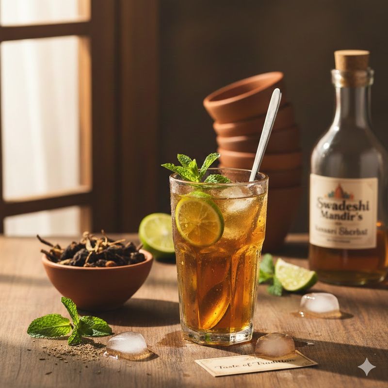 Nannari Sherbat – Pure Nannari Root Syrup Made with unrefined Bhurra Sugar 500ml | Ayurvedic Cooling Sharbat for Summer