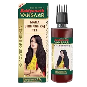 Maha Bhringraj Oil for Hair- 200ml Original| Free Comb Applicator| Reduces Hair Fall by 20%- Clinically Proven| 26 Ayurvedic Herbs Slow Cooked in Tel Pak Vidhi| 4X Power of Bhringa for Hair Growth