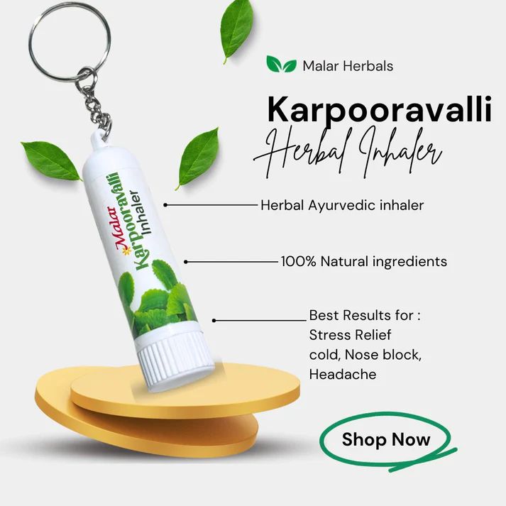Karpooravalli Inhaler 2ml – Natural Relief for Sinus, Cold, Cough &amp; Headaches | Malar Herbals