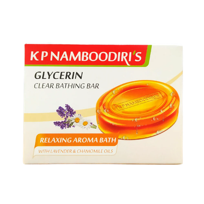K.P. NAMBOODIRI ' S GLYCERIN CLEAR BATHING BAR - RELAXING AROMA BATH WITH LAVENDER &amp; CHAMOMILE OILS