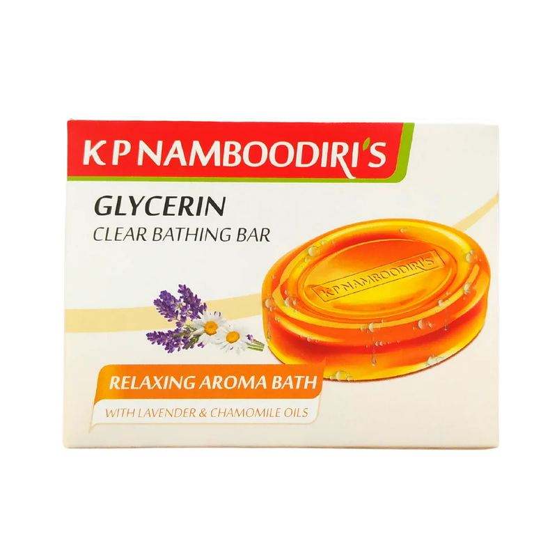 K.P. NAMBOODIRI ' S GLYCERIN CLEAR BATHING BAR - RELAXING AROMA BATH WITH LAVENDER &amp; CHAMOMILE OILS