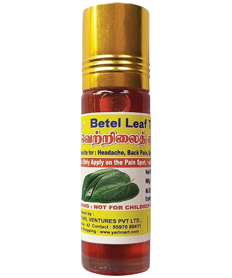 Betel Leaf (vetrilai) Thailam Strong Roll-On 8ml - Natural Relief for Headaches &amp; Congestion etc