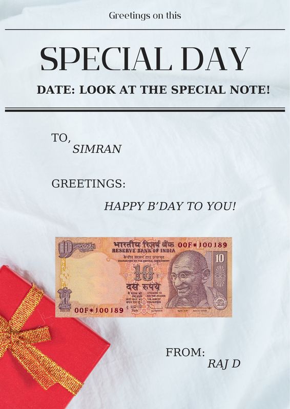 Personalize Your Memories with a Customized Rs. 10 Note Featuring Your Special Date
