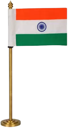 BHARATIYA NATIONAL FLAG WITH GOLD PLATED BRASS STAND For Cars, Tables, etc. Made Using KHADI COTTON  By KHADI ARTISANS ACROSS BHARAT.