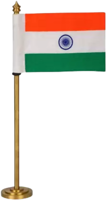 BHARATIYA NATIONAL FLAG WITH GOLD PLATED BRASS STAND For Cars, Tables, etc. Made Using KHADI COTTON  By KHADI ARTISANS ACROSS BHARAT.