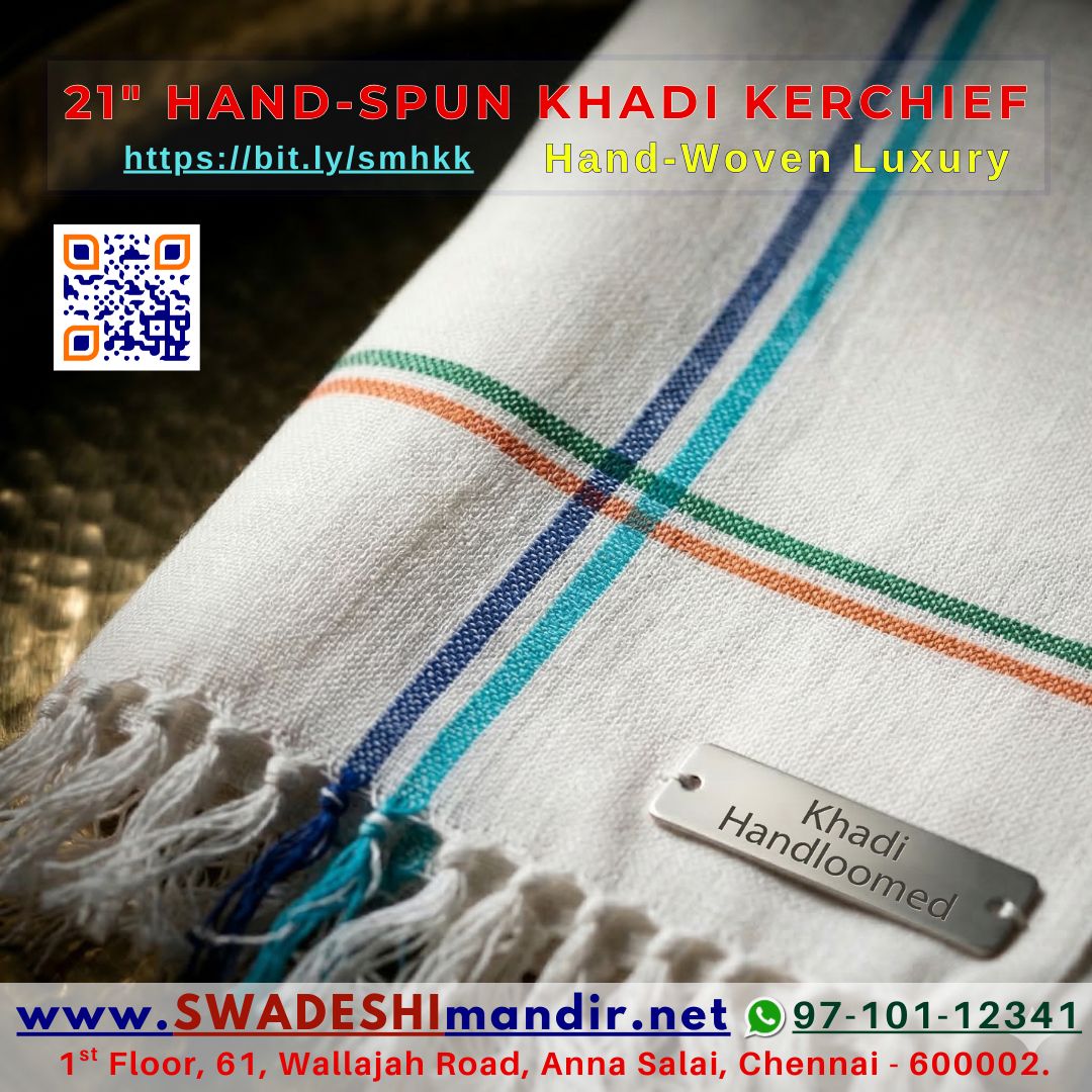 21 inch Hand-Spun North Indian Khadi Kerchief | Hand-Woven Luxury