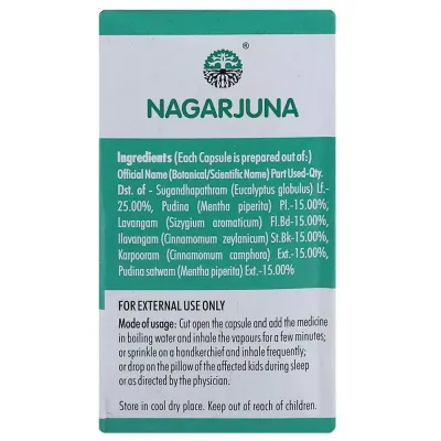 Natural ingredients of Halin Drops Eucalyptus Mint Clove &amp; Camphor. How To Use for Steam, Apply Drops on Kerchief or Pillow