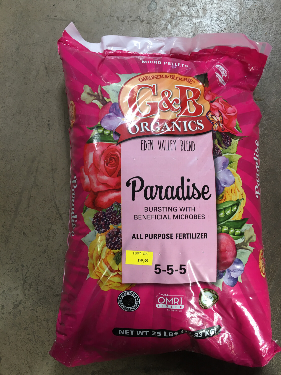 25LB G&B Paradise 5-5-5 All Purpose Fertilizer