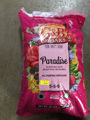 25LB G&B Paradise 5-5-5 All Purpose Fertilizer
