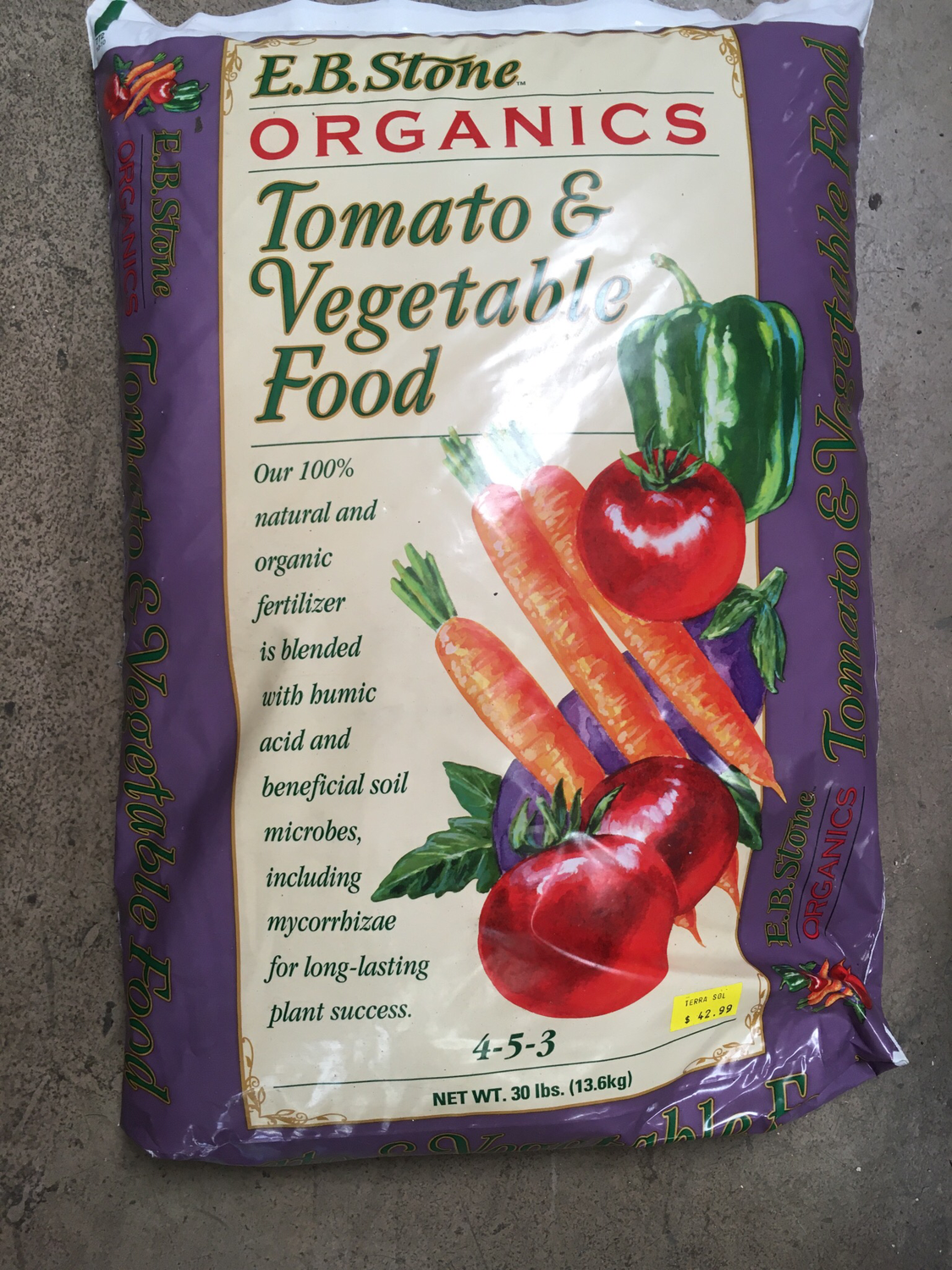EB Stone tomato & Vegetable Food 4-5-3 (30LB)