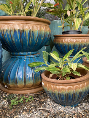 Blue And Gold Ceramic Pots