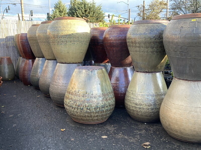Large Rustic Asian Urns