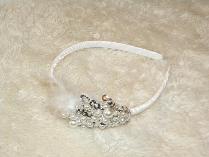 Feathered Beaded Fascinator Headband
