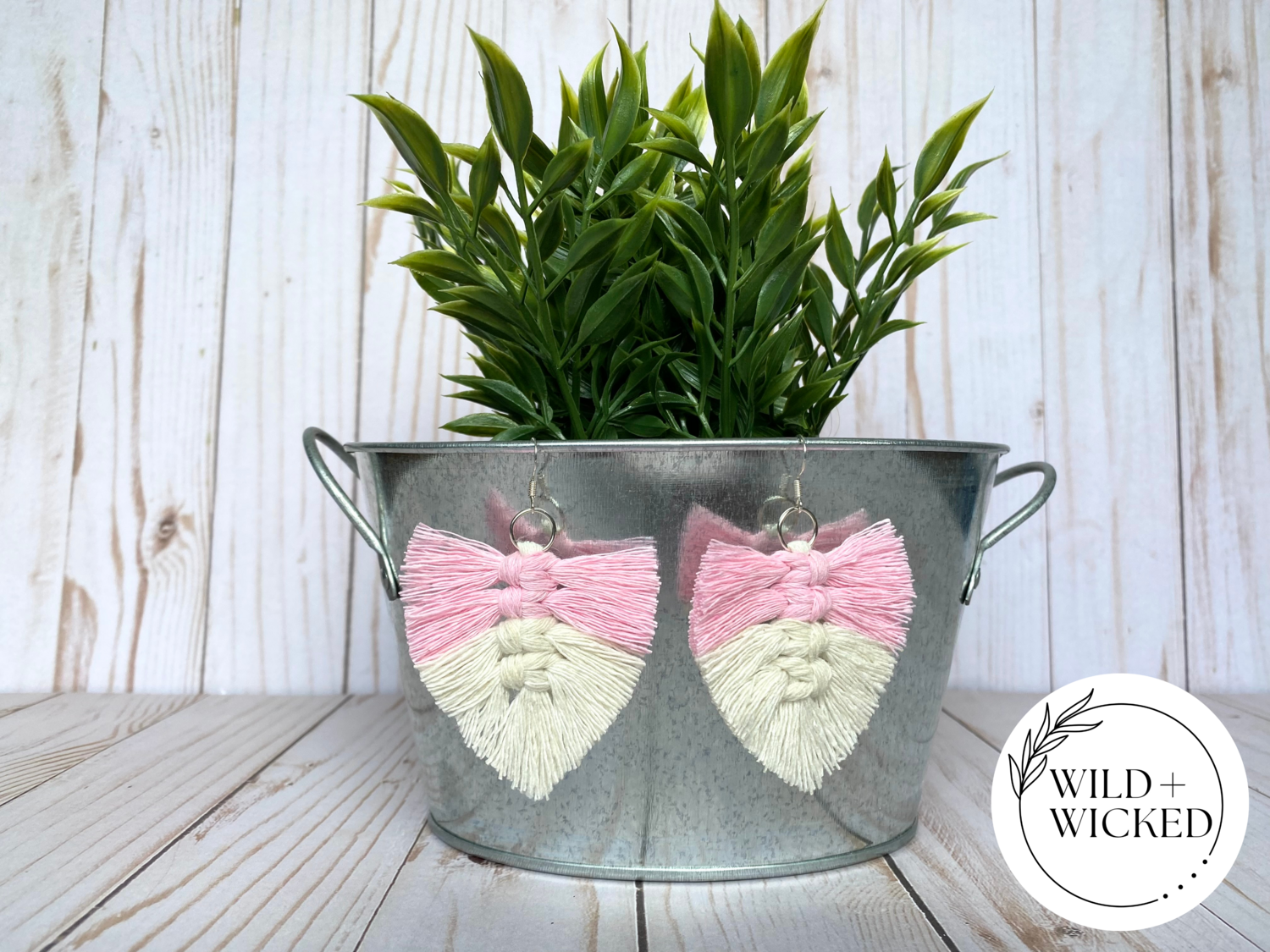 Boho Macrame Earrings SMALL - "Strawberry Shortcake" Boho Macrame Earrings SMALL - "Strawberry Shortcake"