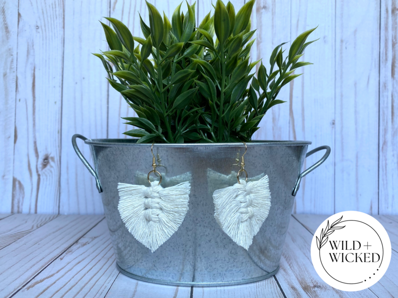 Boho Macrame Earrings MINI - "Vanilla"