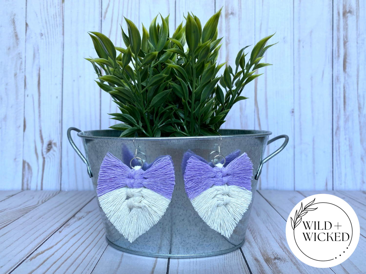 Boho Macrame Earrings SMALL - "Lavender Dreams"