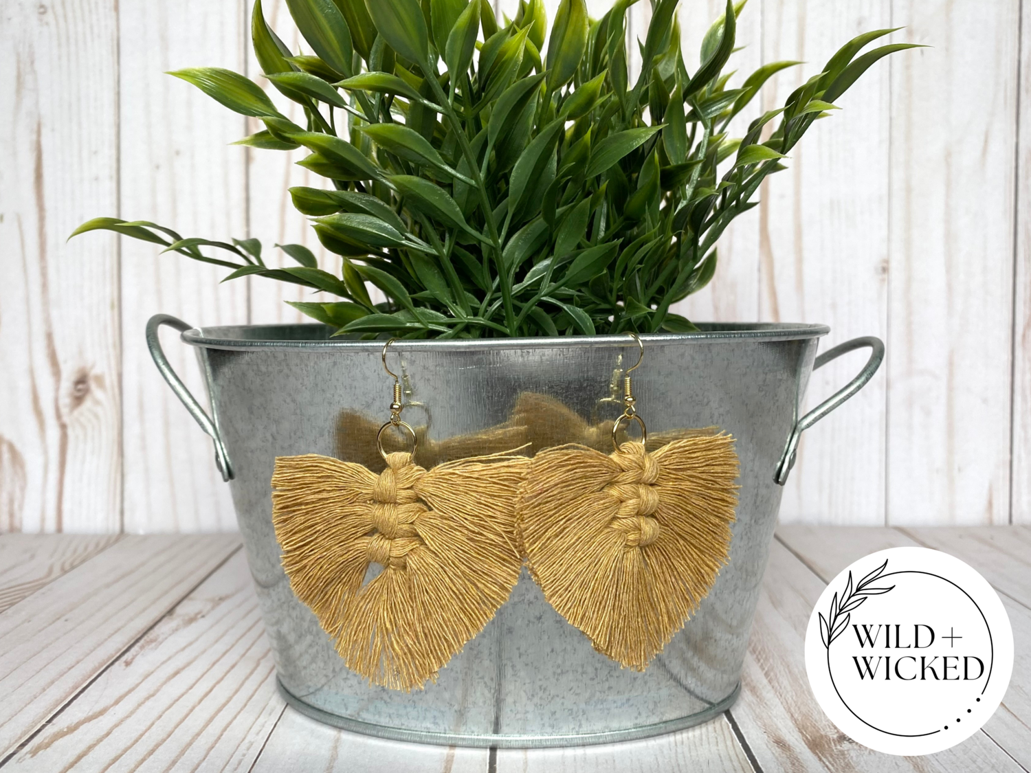 Boho Macrame Earrings MINI - "Caramel" Boho Macrame Earrings MINI - "Caramel"