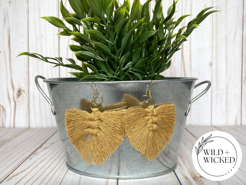 Boho Macrame Earrings MINI - "Caramel"