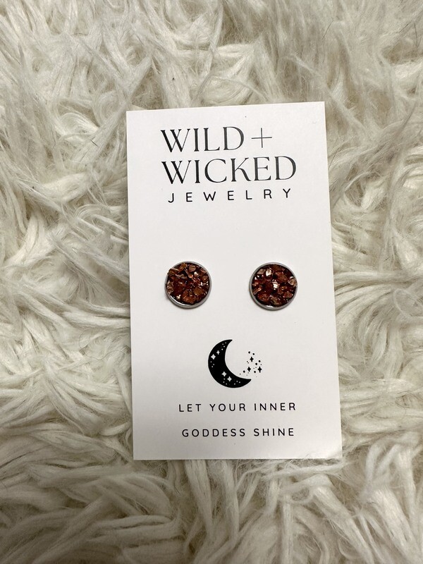Copper Druzy Stud Earrings - 10mm