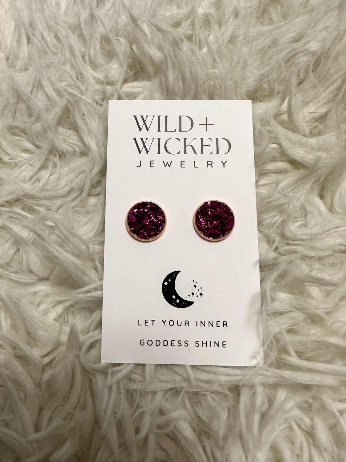 Fuschia Druzy Stud Earrings - 12mm Fuschia Druzy Stud Earrings - 12mm