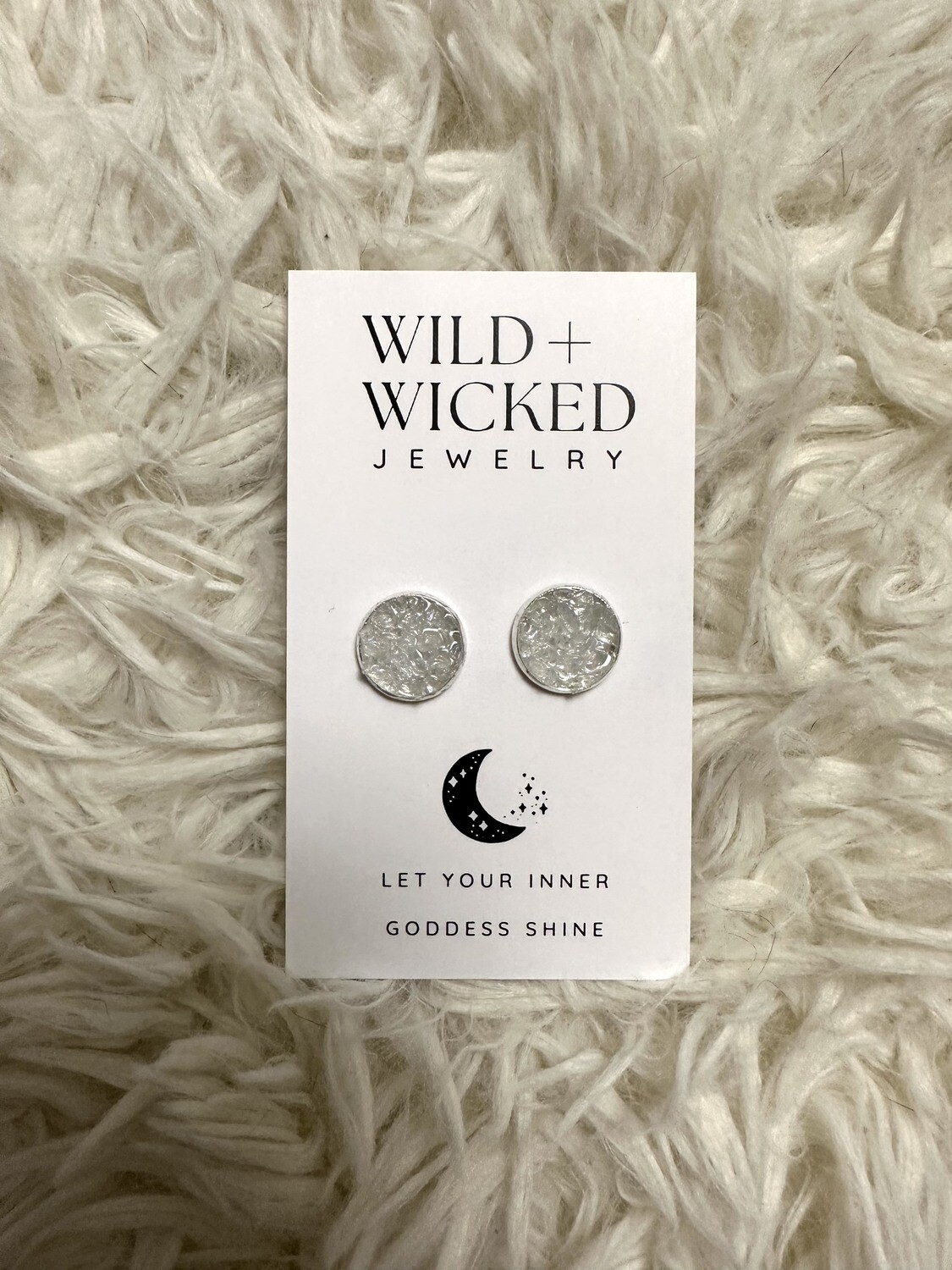 Quartz Druzy Stud Earrings - 12mm