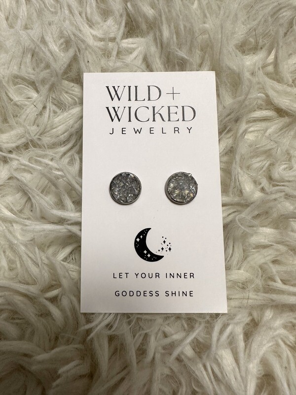 Quartz Druzy Stud Earrings - 10mm