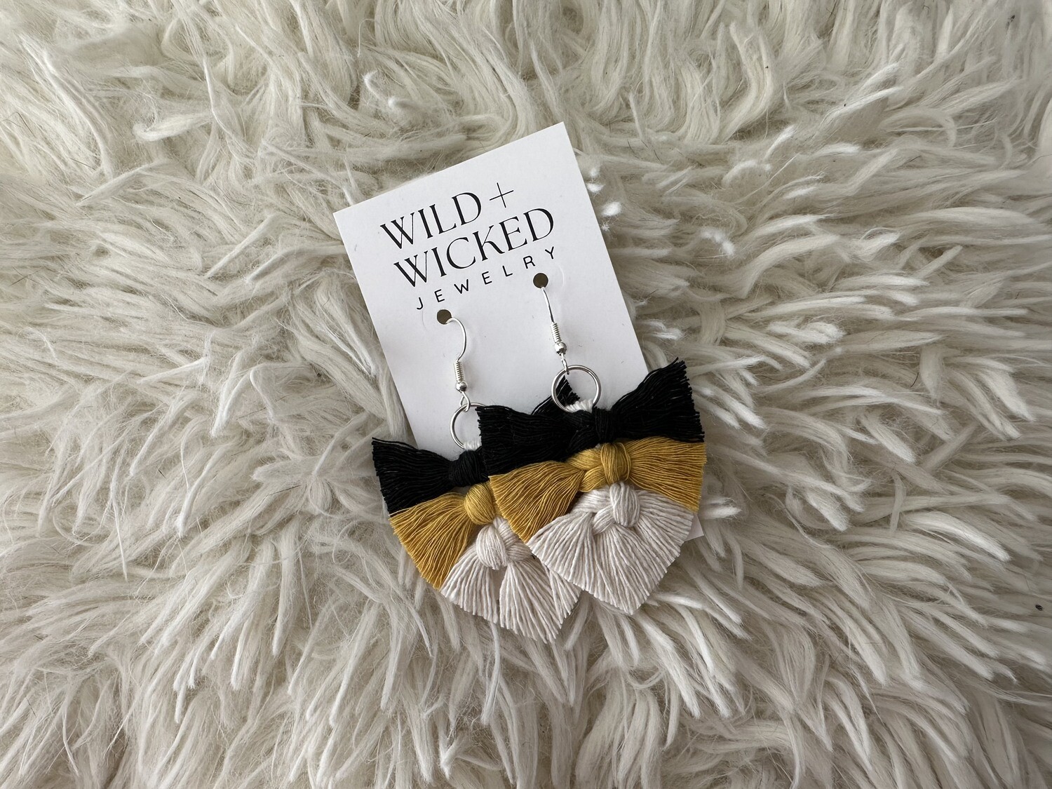 Boho Macrame Earrings MINI - "Bumblebee"