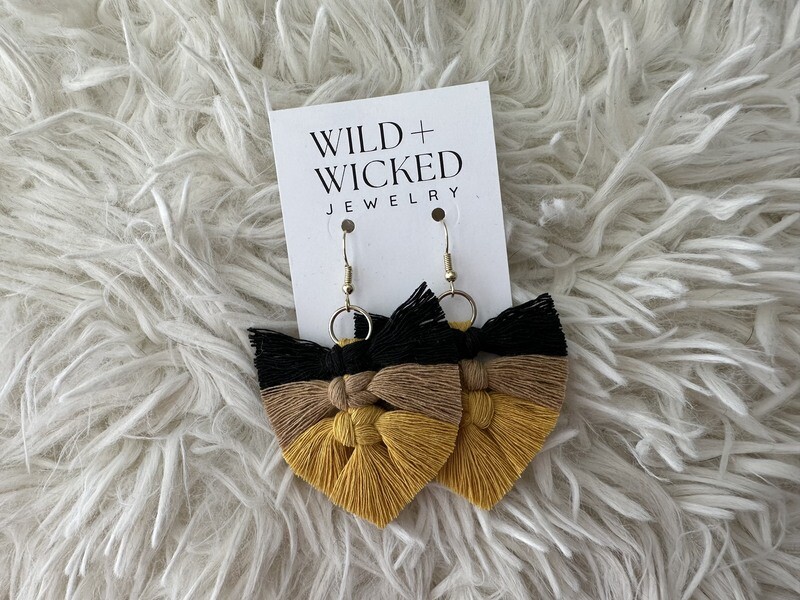 Boho Macrame Earrings MINI - "Honeycomb"