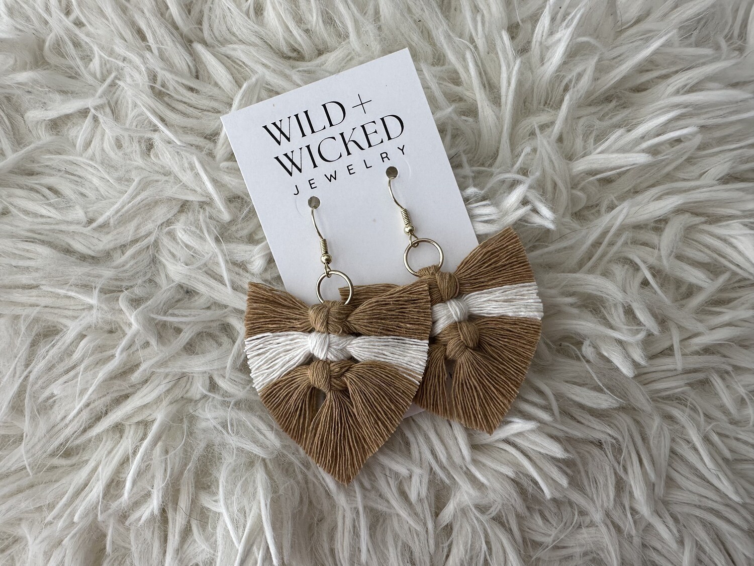 Boho Macrame Earrings MINI - "Macchiato"