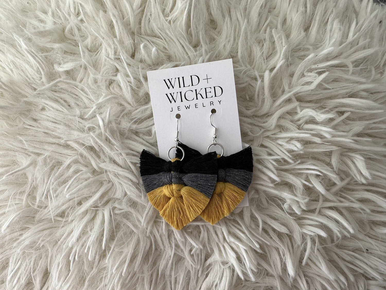 Boho Macrame Earrings MINI - "Honey Drizzle"