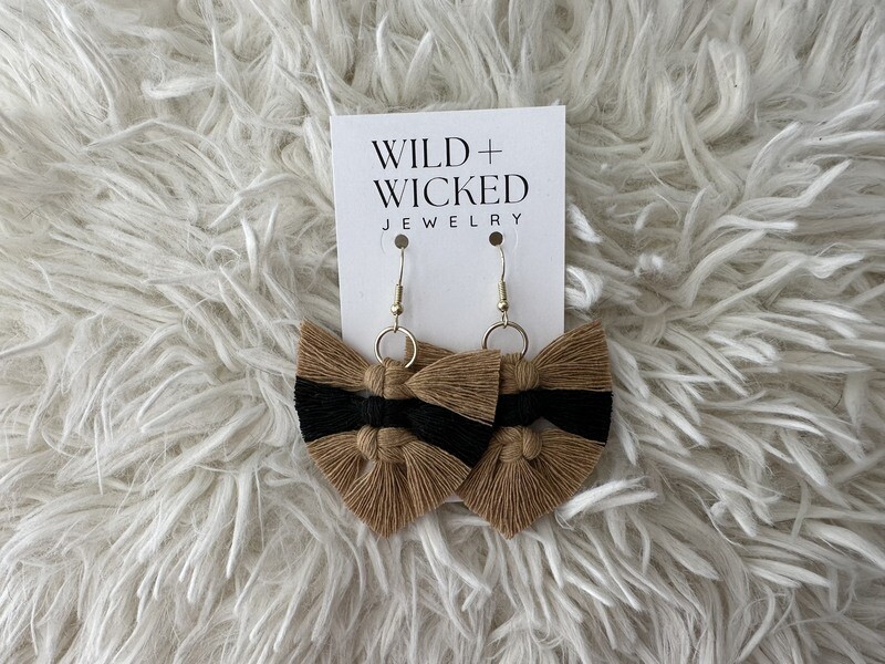 Boho Macrame Earrings MINI - "Mocha"